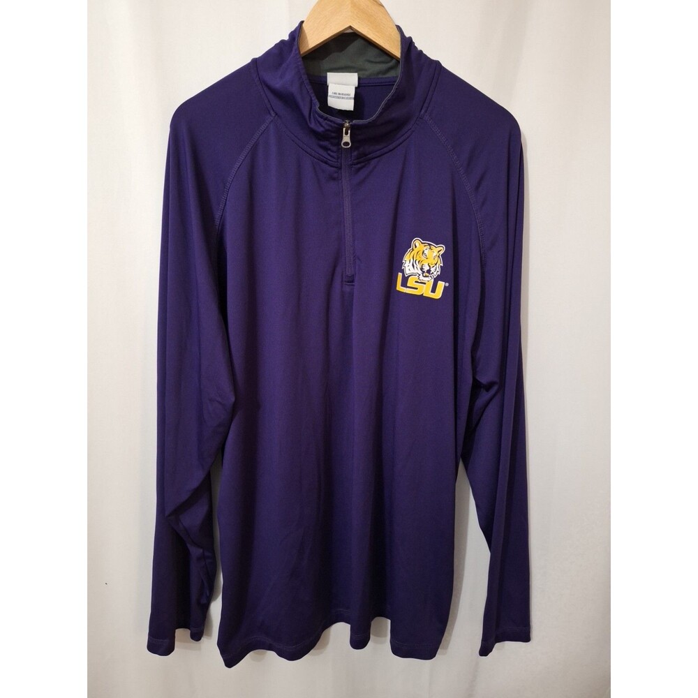 LSU Tigers 1/4 Zip Knit Shirt Men XL Long Sleeve Stretch College Football Sports